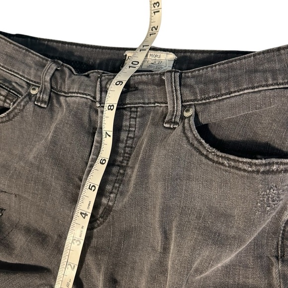 Free People Distressed Skinny Ankle Jeans Black Button Fly Jeans Sz 27 - Picture 12 of 13